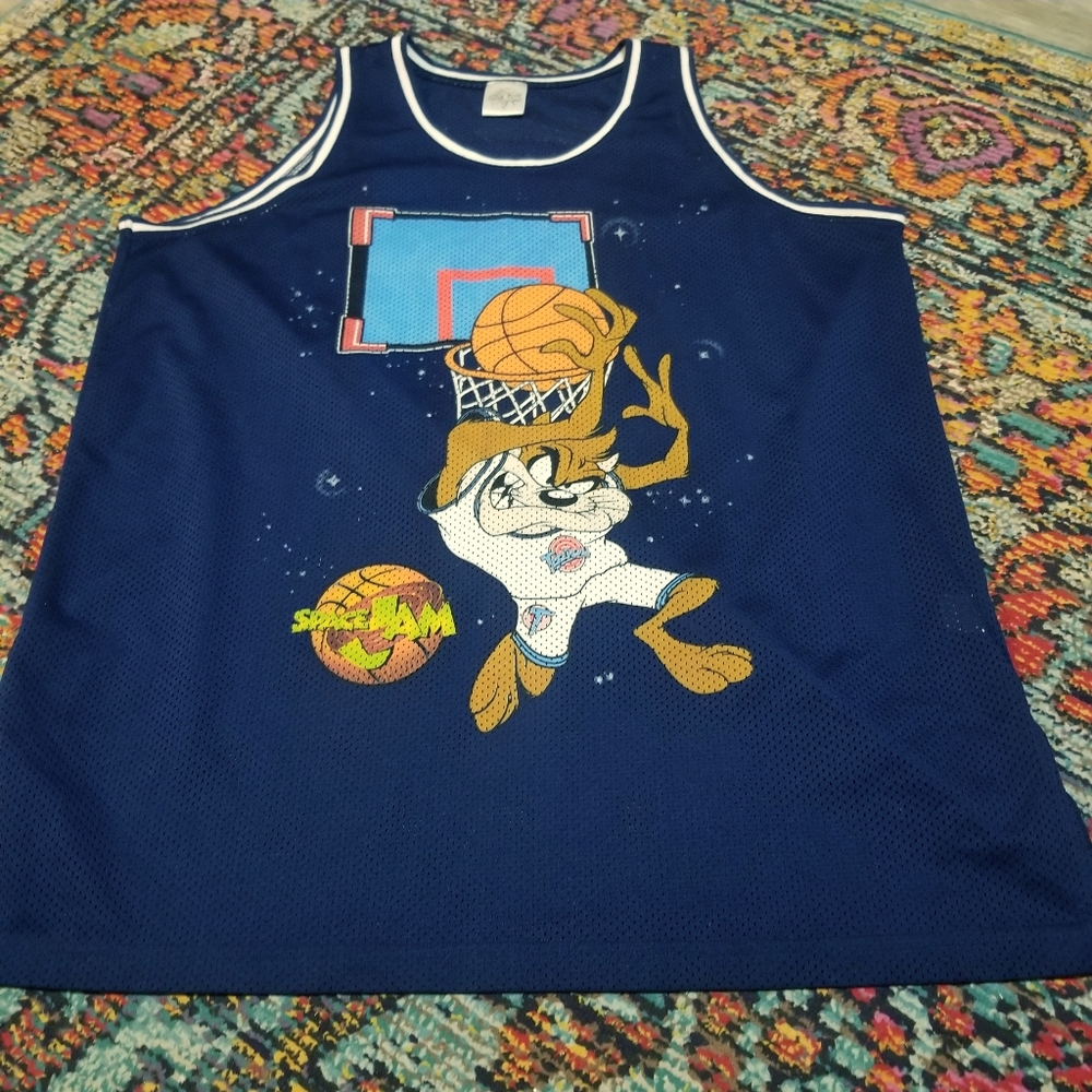Vintage Space Jam Taz Looney Tunes Basketball Jersey